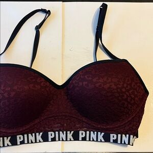 PINK Victoria's Secret Dark Red Animal Print Bra